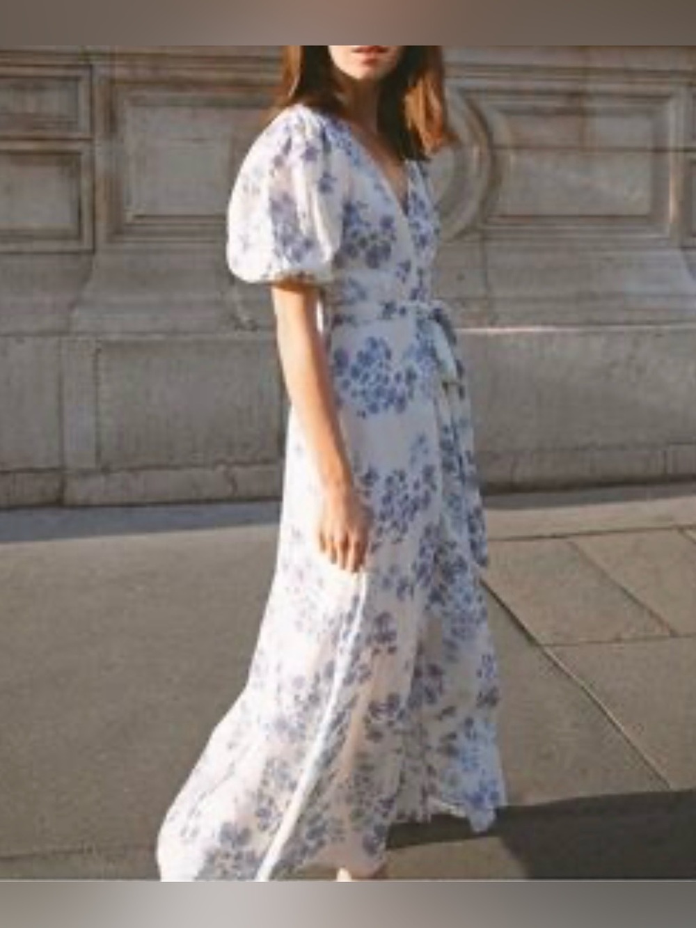 Light Blue Floral Wrap Maxi Dress